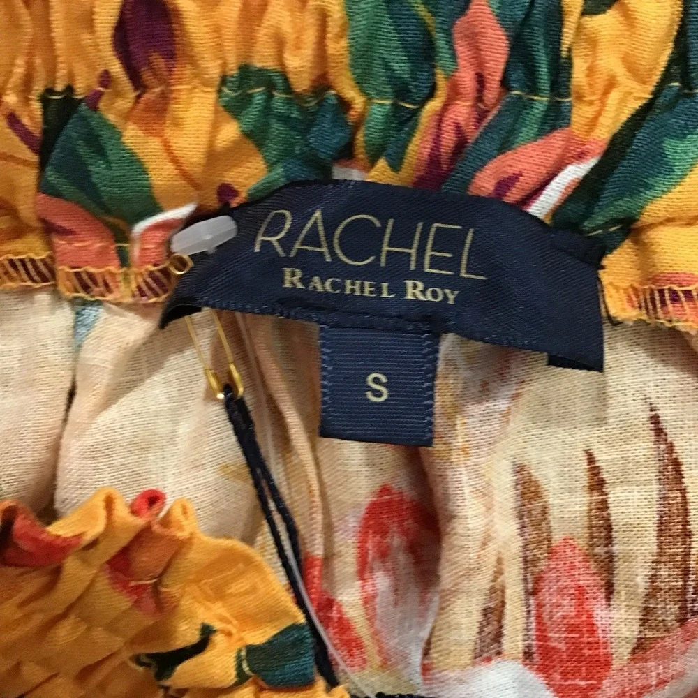 Rachel Roy Linen Skirt Set 3 Blouse Maxi Skirt Belt Floral Vacation Outfit Small